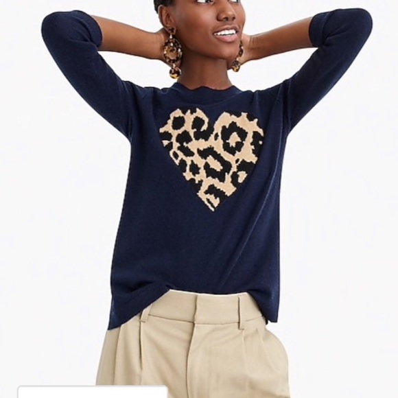 j crew leopard heart sweater